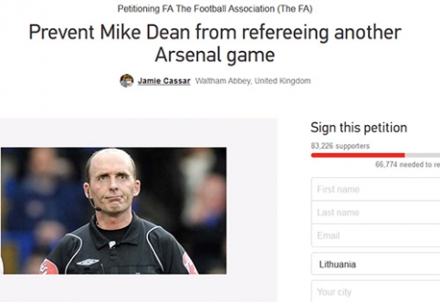 Arsenal fans collect signatures against referee M.Deane