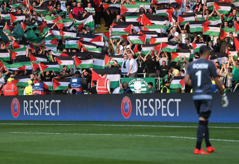 "Celtic" fans protest waving Palestinian flags