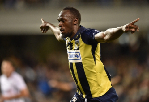 In Australia, U. Bolt, playing football, scored his first two career goals.