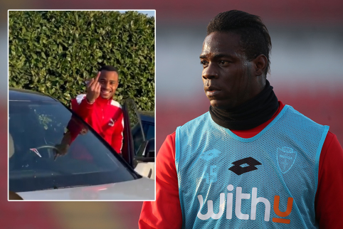 Unruffled M. Balotelli played a prank on a teammate