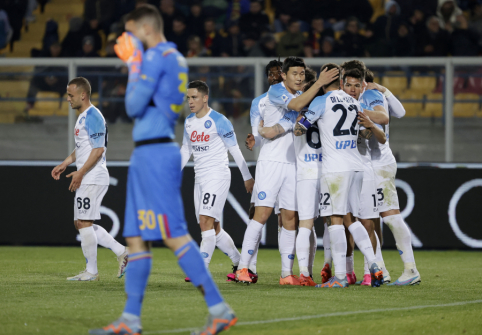 Napoli" secured a hard-fought victory against "Lecce" footballers