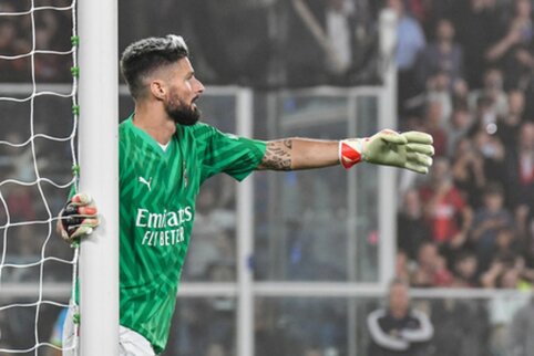 O. Giroud showcasing goalkeeper skills in the eleventh round of Serie A