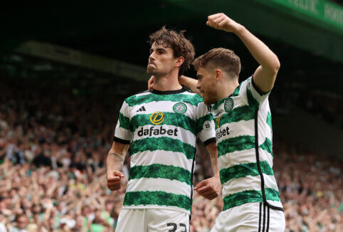 Celtic" team winning the "Old Firm" derby - one step away from the Scottish champions title