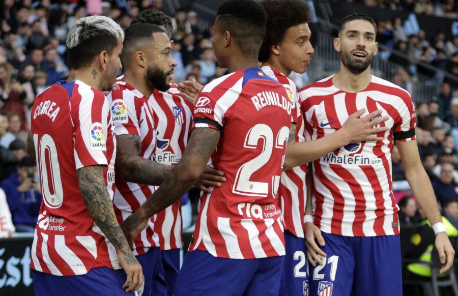 The remaining Atletico players snatched victory against Celta Vigo