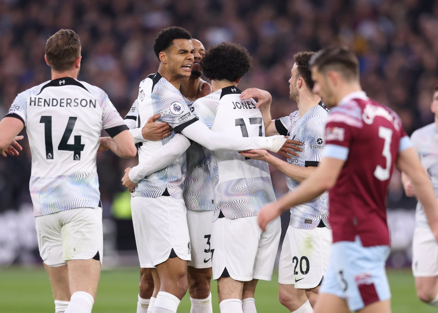 Liverpool" achieved a hard-fought victory against "West Ham" football players