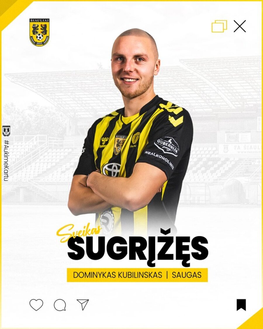 D. Kubilinskas returns to the FA 'Šiauliai' club